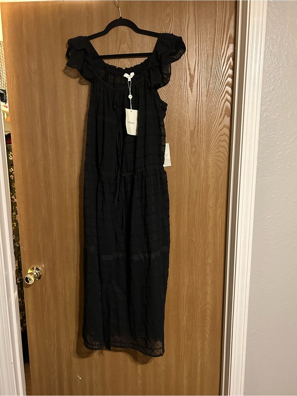 bohme Black Ruffle-Trim Maxi Dress